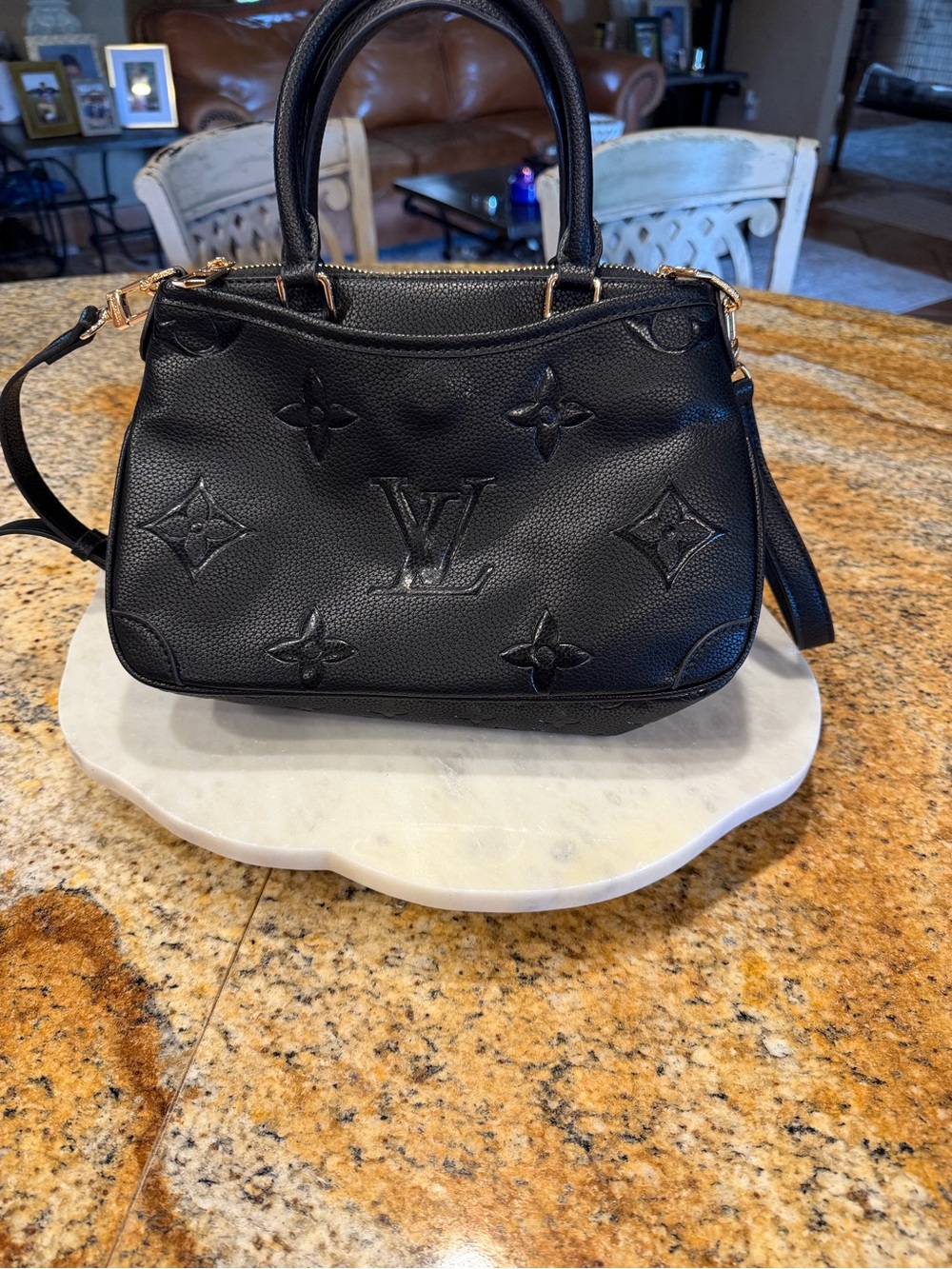 Louis Vuitton Black Embossed Empreinte Satchel with Gold Hardware - Picture 2 of 5